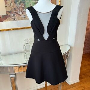 BCBGMAXAZRIA Britney Sheer Cutout Dress in Black. Size 0
